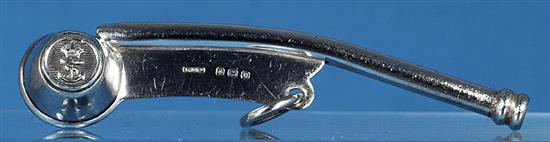 A 1930s silver bosuns call L. 97mm. Weight. 20 grams.